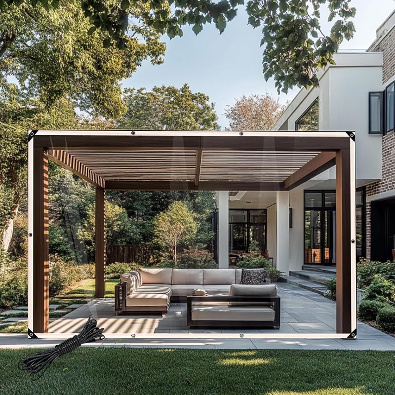 Lona transparente impermeable 6.5x13ft para jardín
