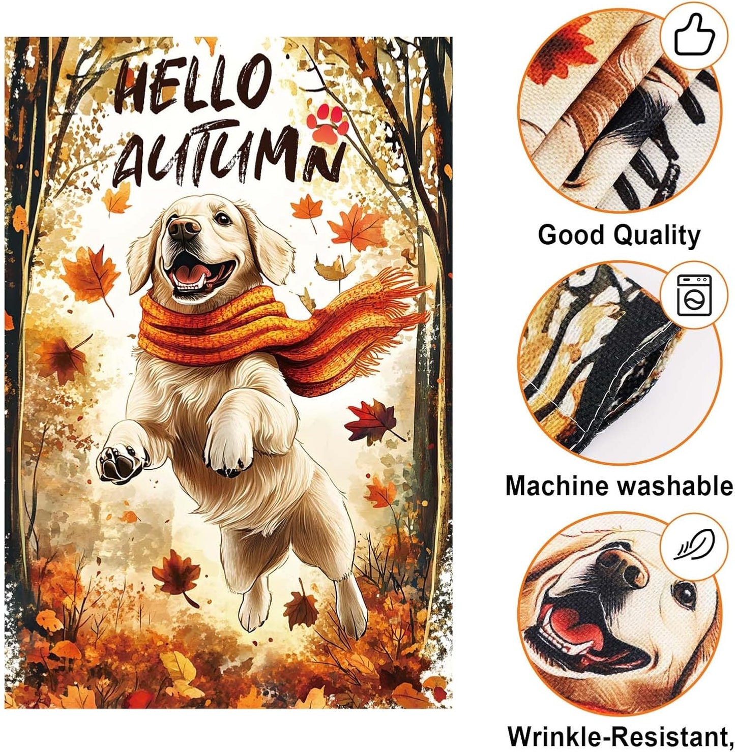 Bandera jardín doble cara otoño 18x12pulg perro decorativa