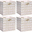 4 Pzas Cubos Almacenamiento Tela 11x11" Blanco/Dorado