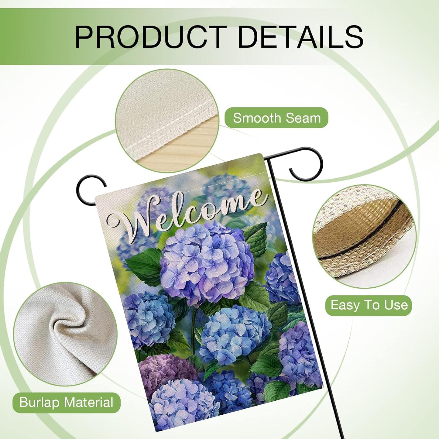 Bandera jardín flores primavera hortensias decoración