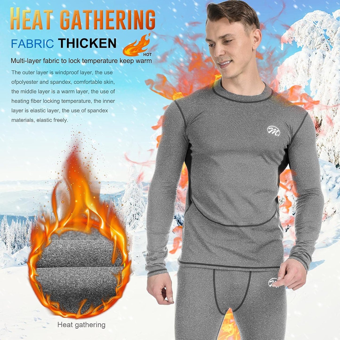 Ropa interior térmica compresión para hombre invierno esquiar