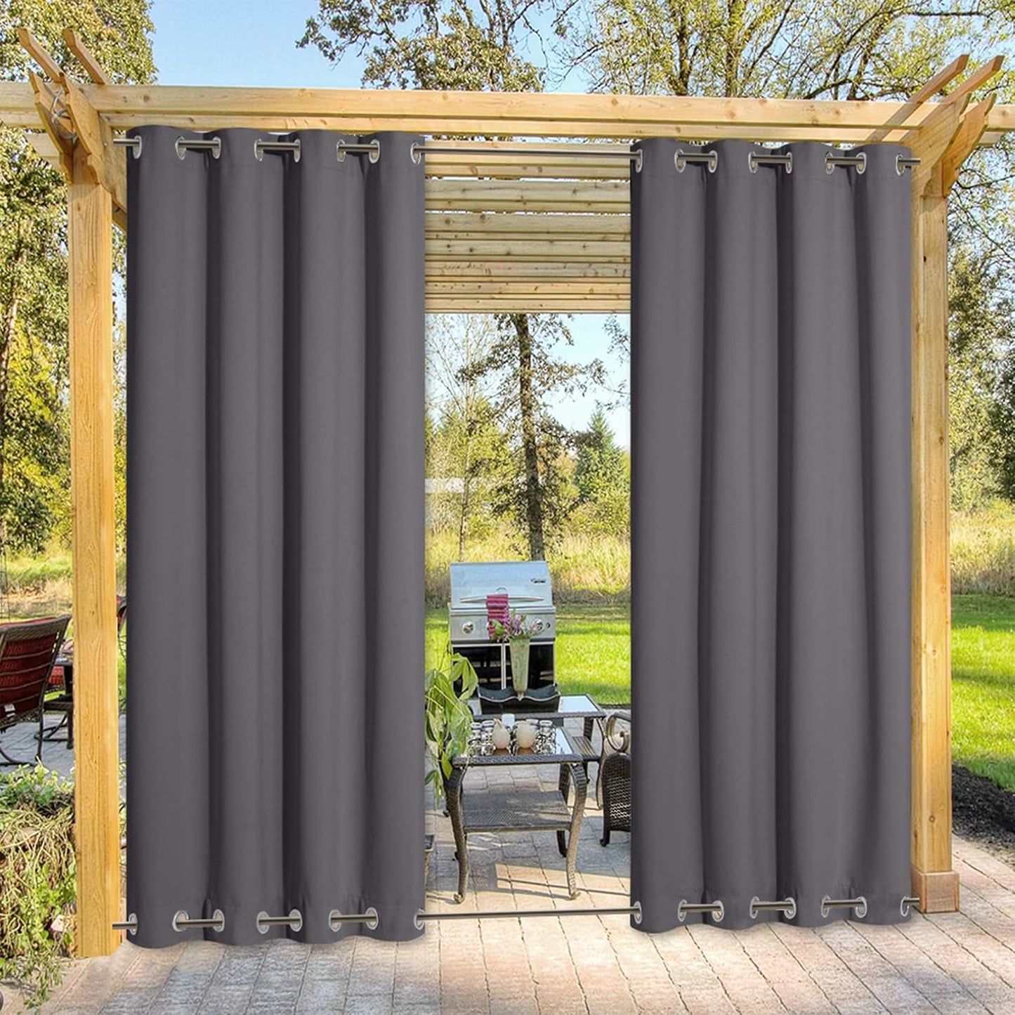 Cortina opaca exterior impermeable 120pulg resistente viento