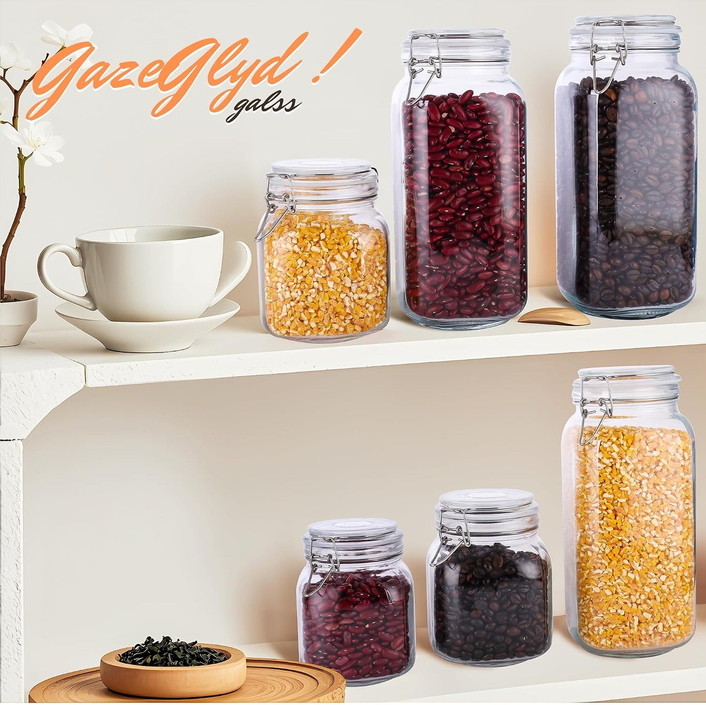 Tarros Vidrio 78oz con Tapas Herméticas