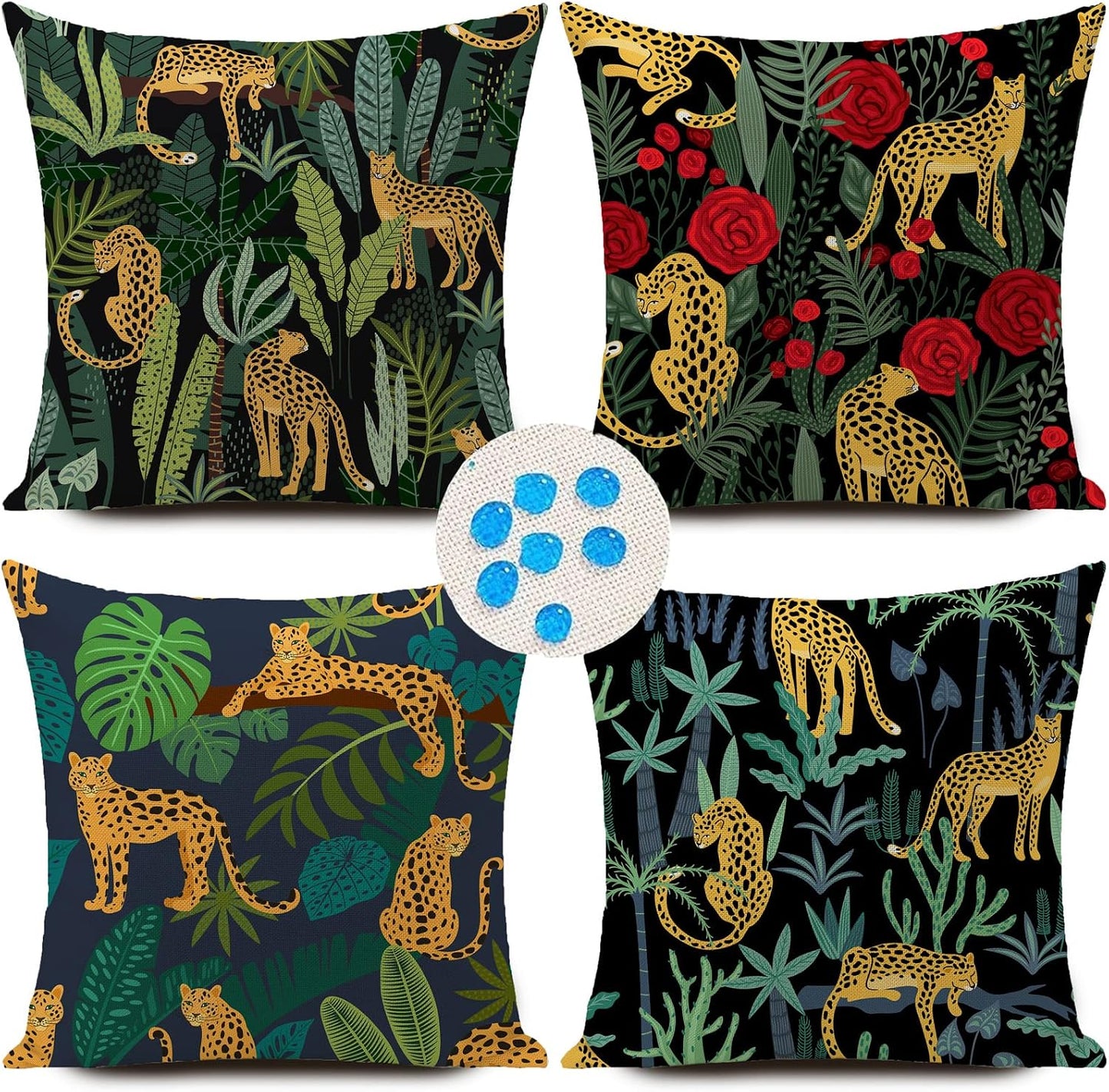 4 Pzas Fundas Almohada Impermeables Exteriores 18x18"