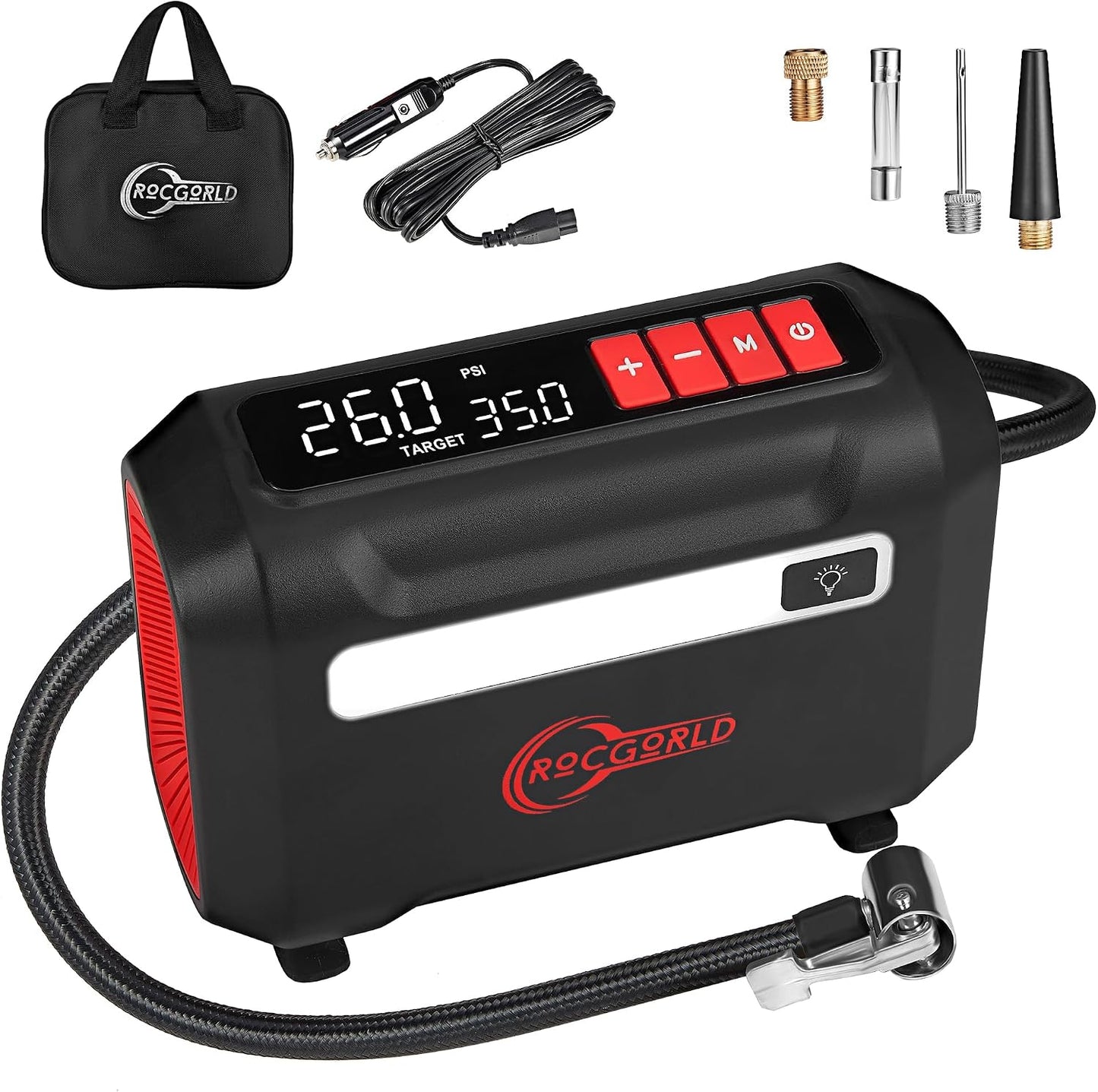 Compresor aire 12V para neumáticos con pantalla