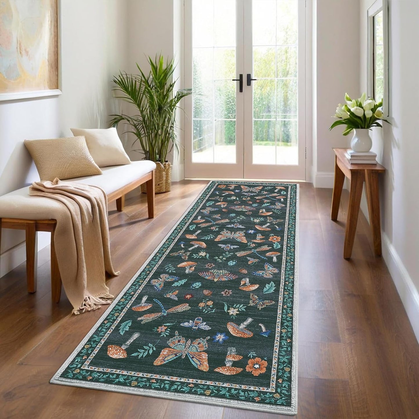Alfombra antideslizante pasillo cocina baño 2x6 negra