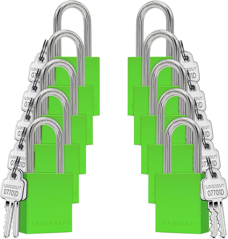 Set 10 Cerraduras Loto Aluminio Verde con 2 Llaves