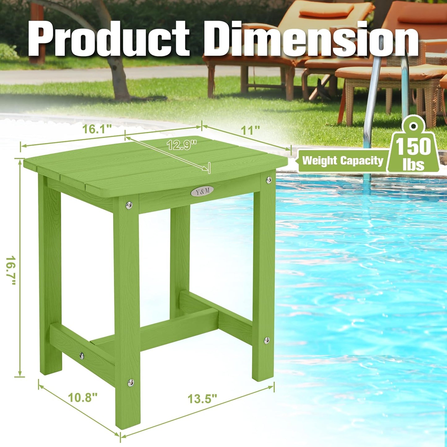 Mesa auxiliar cuadrada impermeable para exteriores