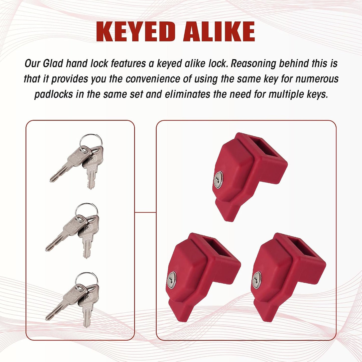 Cerradura de mano Glad con llave igual pack 3