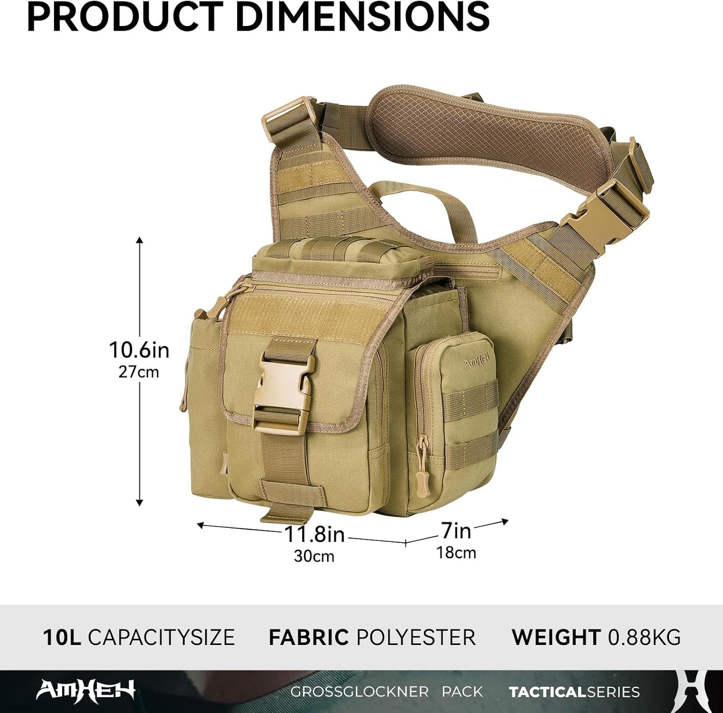 Bolsa táctica cruzada hombro 10L resistente agua