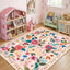 Alfombra floral antiderrap sala dormitorio rosa