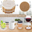 Set 8 posavasos algodón tejido con soporte para bebidas