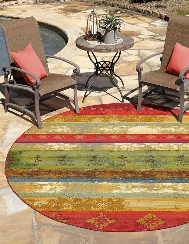 Alfombra redonda multicolor/dorado 6" 1ft