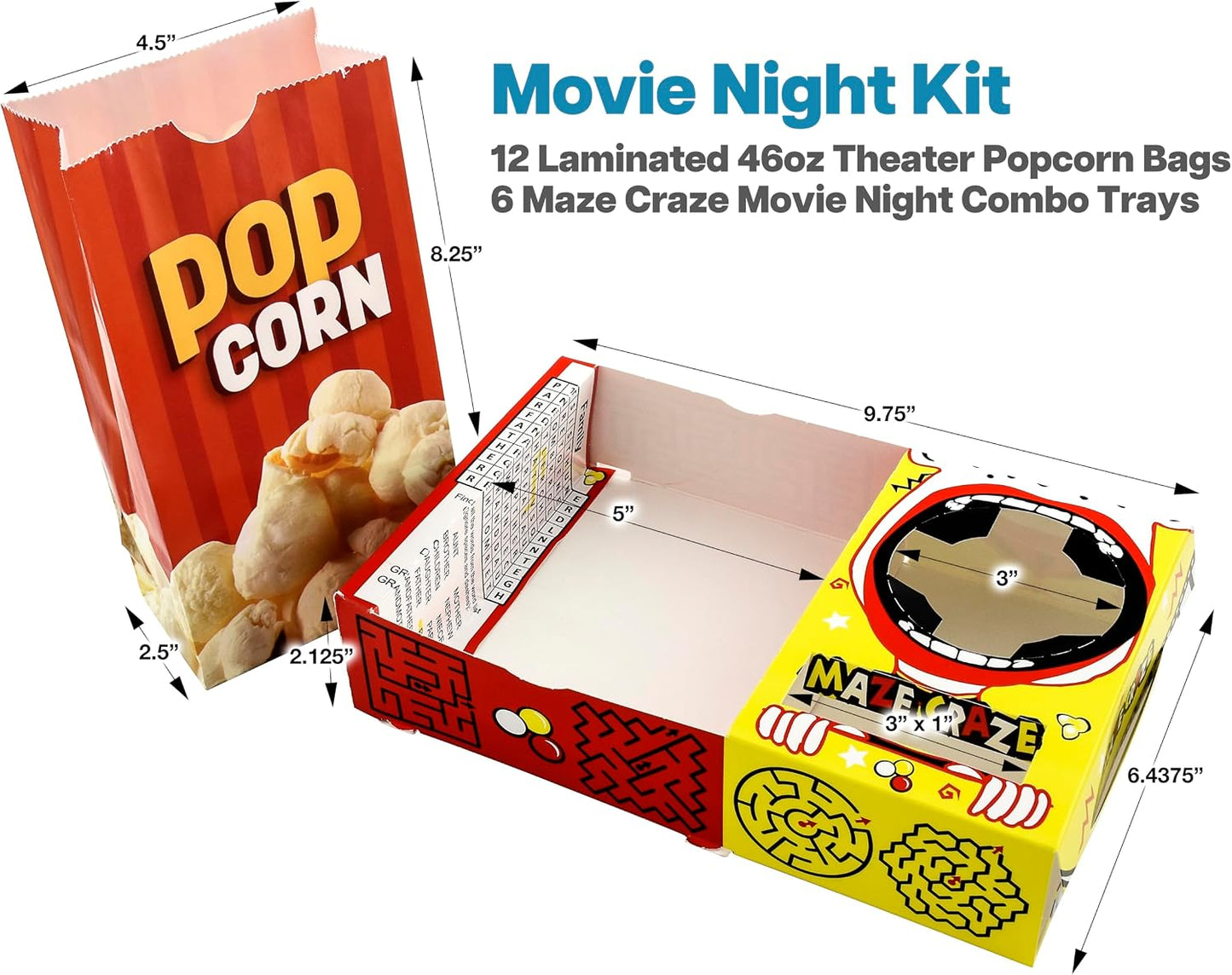 Bolsas y bandejas palomitas Maze Craze 18 Pzas