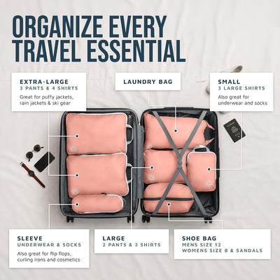 Cubos compresión viaje organiz. equipaje coral