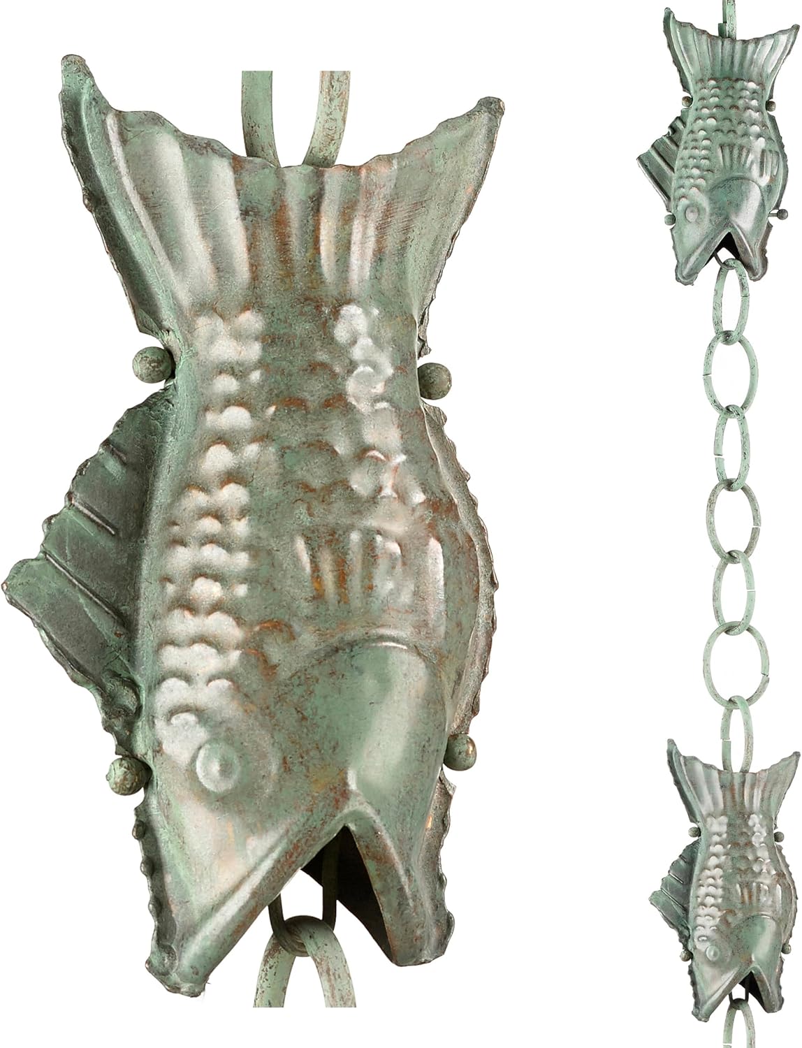 Cadena lluvia de peces 8.5ft 100% cobre azul verde