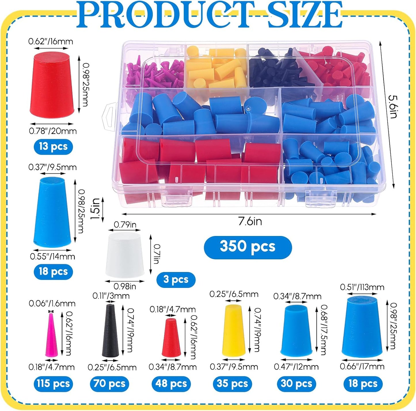 350 Pzas Tapones Silicona 1/15
