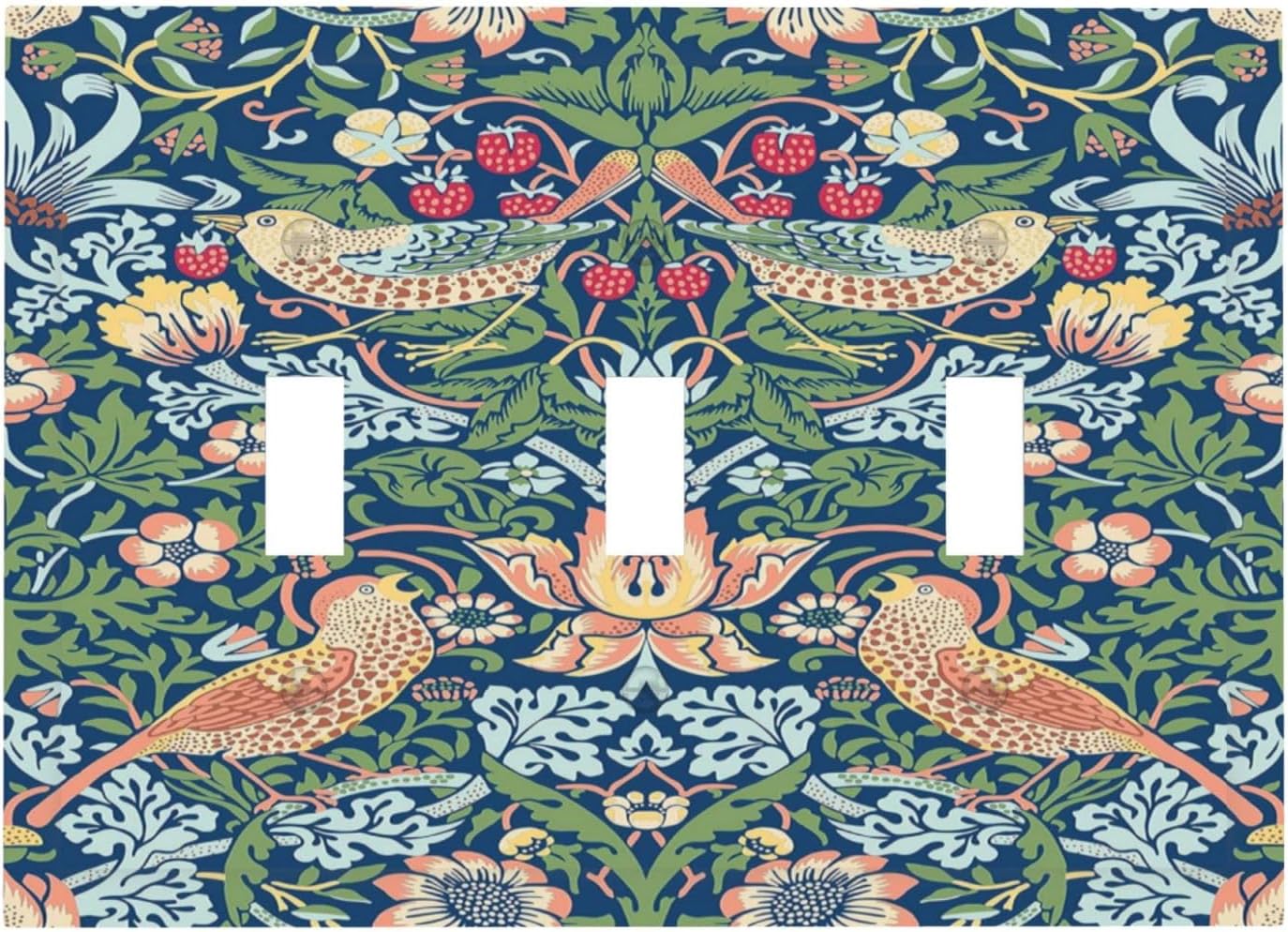 Cubierta interruptor luz 3 cuadrillas diseño floral vintage