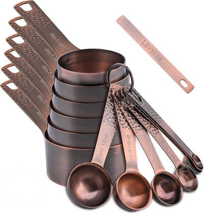 Set 14 Tazas y Cucharas Medidoras Acero Inox
