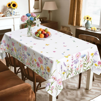 Mantel rectangular impermeable con flores y mariposas 60x84pulg