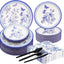 Set vajilla floral azul y blanco 150pzas platos 9x7pulg