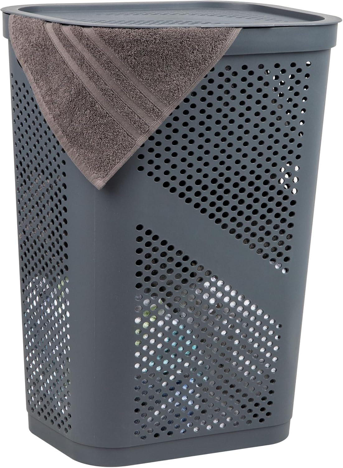 Canasta lavandería plástico ventilado 60L gris