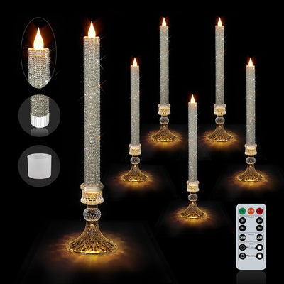 Velas LED sin llama 6 pzas vidrio 500h decoración navideña