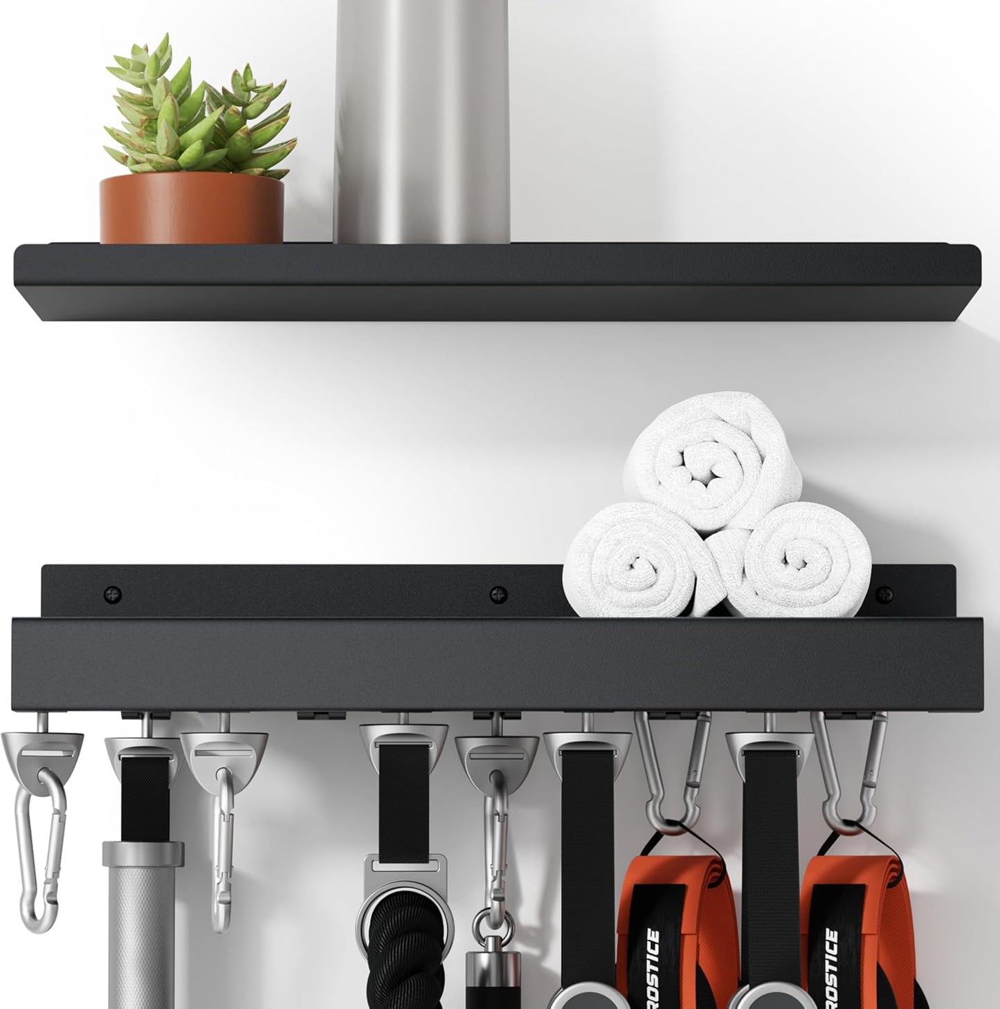 Estante metal 2 niveles adaptador T para gimnasio