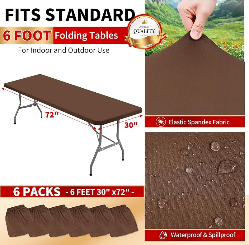 6 Manteles Pícnic Elásticos Impermeables para Mesa 6ft