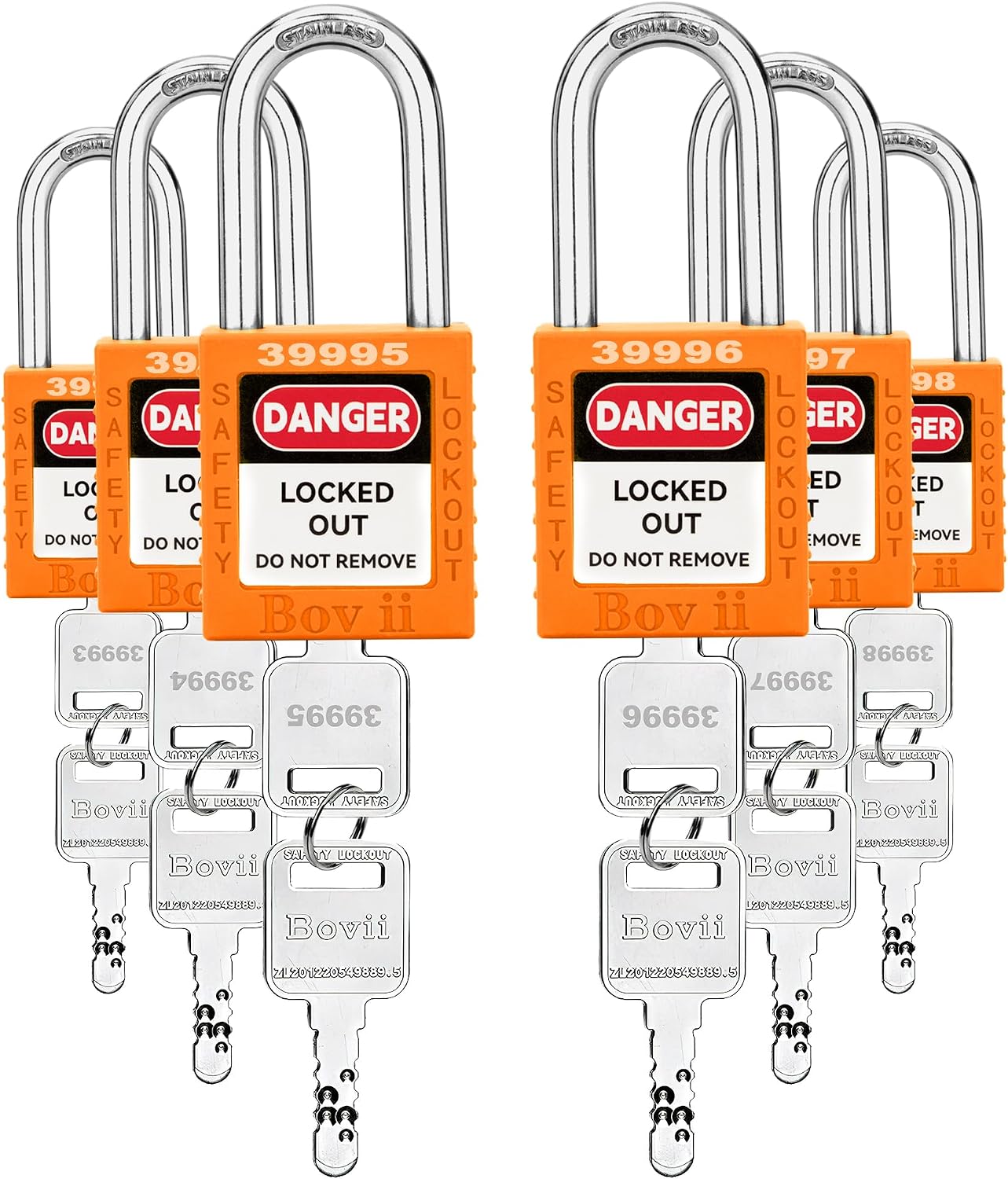 Set 6 Cerraduras Seguridad con Llave Naranja para Estaciones