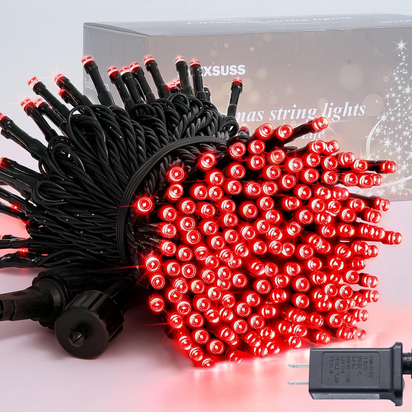 Guirnalda luces Navidad 250 LED alambre verde 91.5pies
