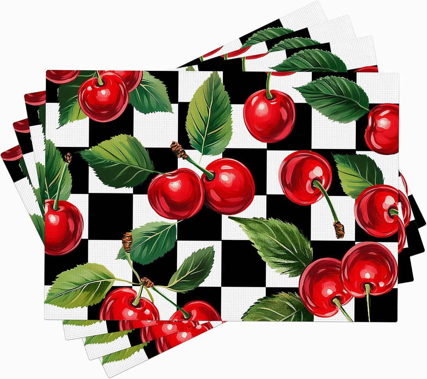 Set 4 Manteles Cerezas 12x18pulg Hogar Fiesta