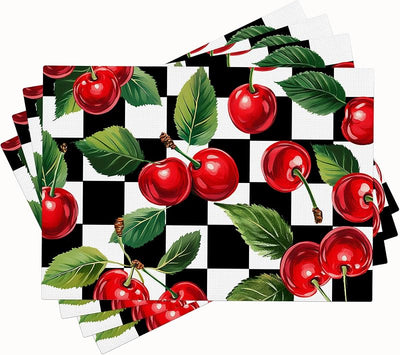Set 4 Manteles Cerezas 12x18pulg Hogar Fiesta