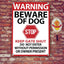 2 Letreros Advertencia Beware of Dog 12x8" Hogar Jardín