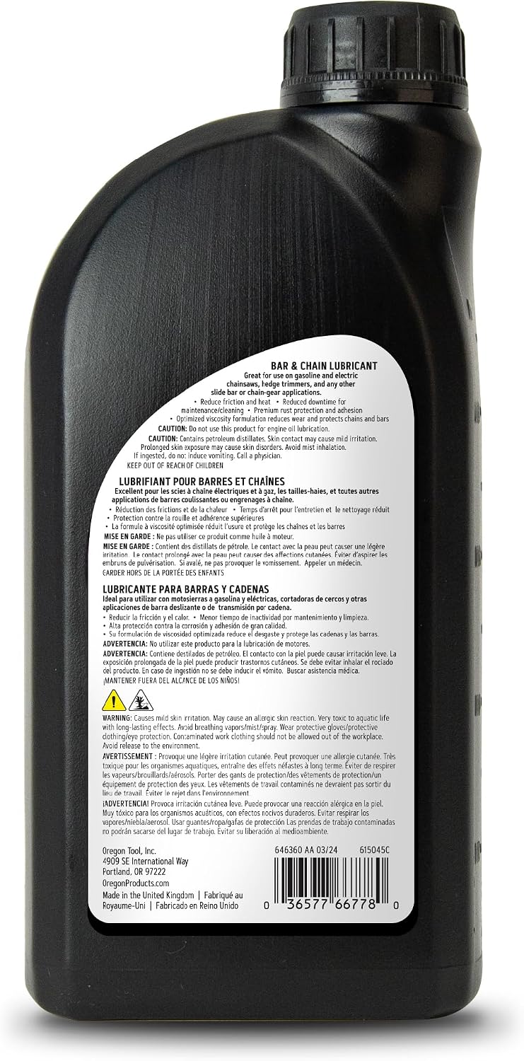 Aceite barra cadena 32oz lubricante todas estaciones