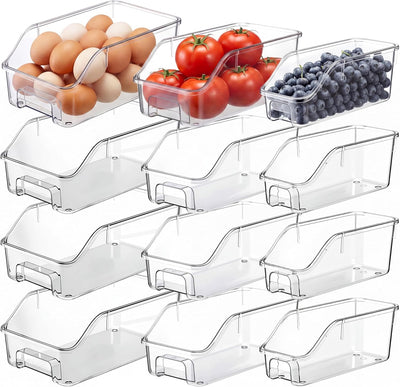 Pack 12 Organiz. Transparentes Congelador Almacenamiento Apilables