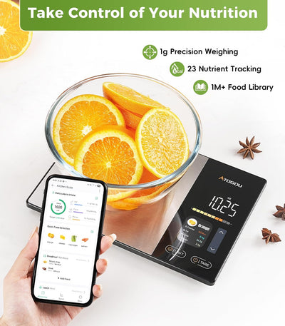 Báscula cocina inteligente con app nutrición color gris