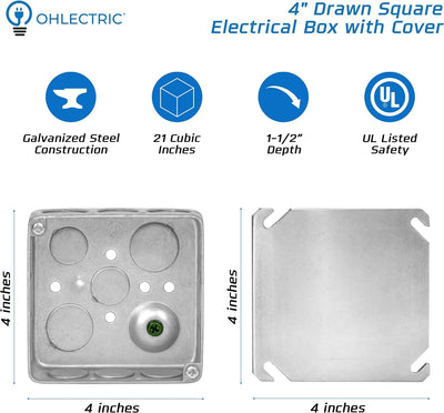 Cajas conexiones eléctricas 4x4 con tapa blanca 20 pzas 1-1/2pulg