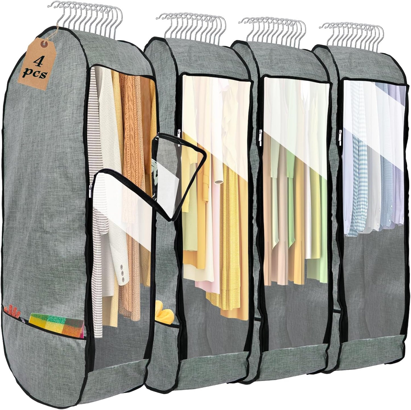 4 Bolsas Transpirables Ropa 10" Cremallera Doble Gris