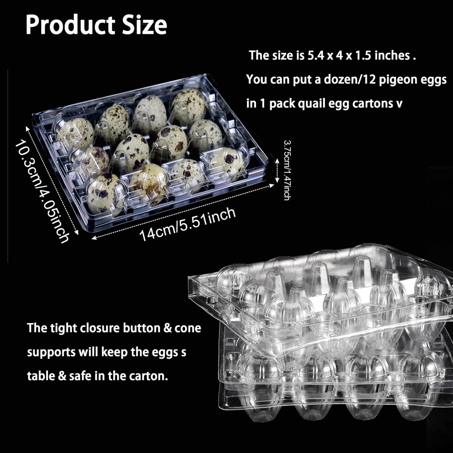 100 Cajas Plástico Huevos Codorniz 12 Rejillas Transparentes