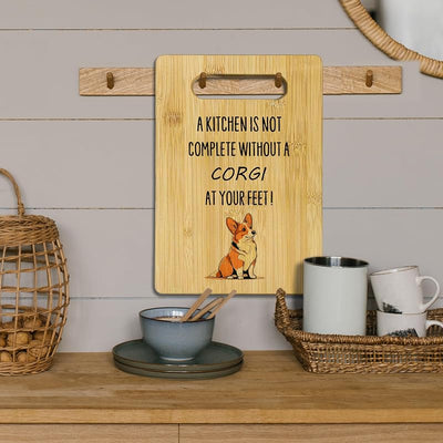 Tabla cortar bambú decoración cocina Corgi