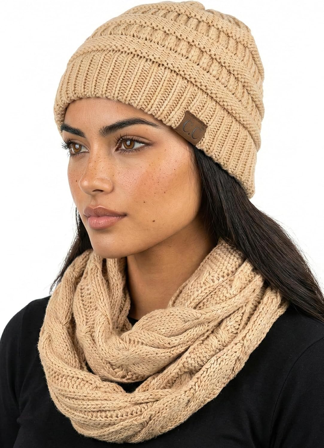 Gorro invierno suave con bufanda infinita