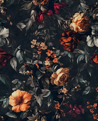 Papel tapiz floral oscuro 17.5x393pulg jardín negro autoadhesivo