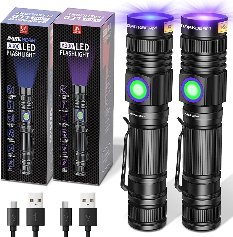 Linterna UV 365nm y 395nm recargable para orina y resina