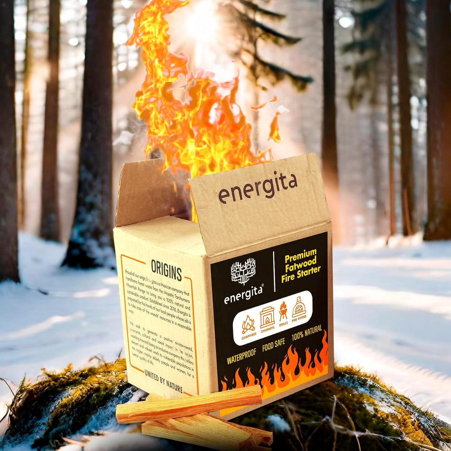 Palitos encendido madera grasa 10lb para campamento parrilla