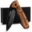 Cuchillo bolsillo madera roble grabado personalizado