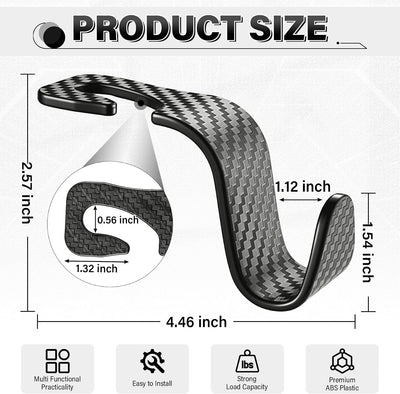 2 Ganchos Fibra Carbono para Reposacabezas y Organizador