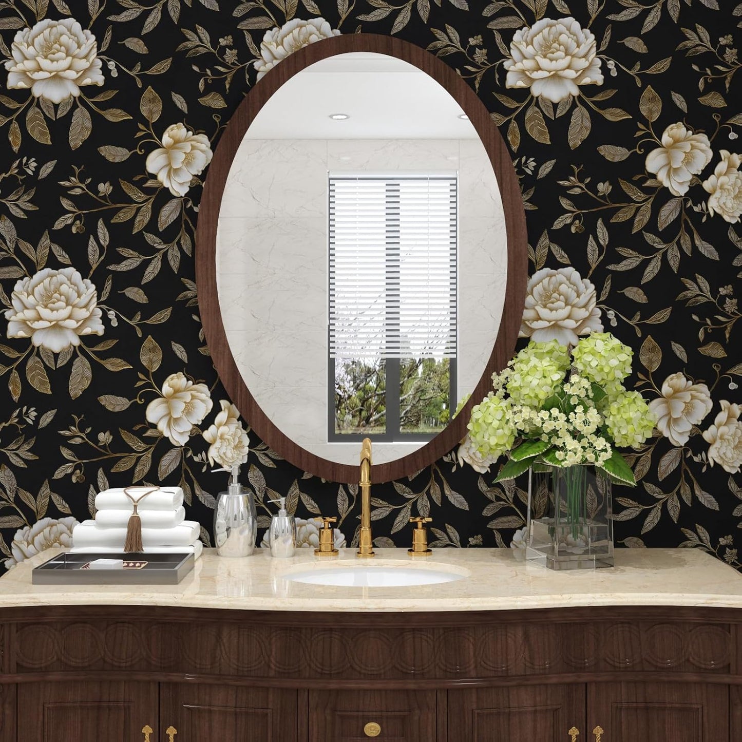 Papel tapiz floral autoadhesivo 17.5x393.7pulg