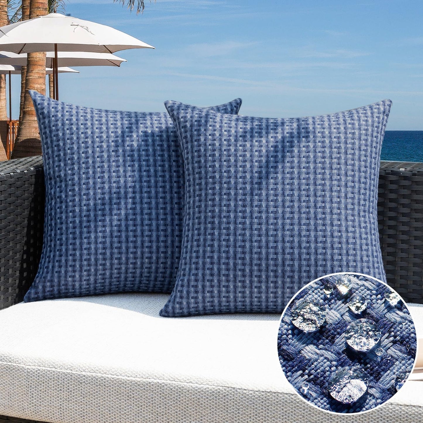2 Pzas Fundas Almohada Impermeables Estilo Granja 20x20"