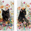 Juego de 2 paños de cocina con flores silvestres de gato negro para primavera y verano
